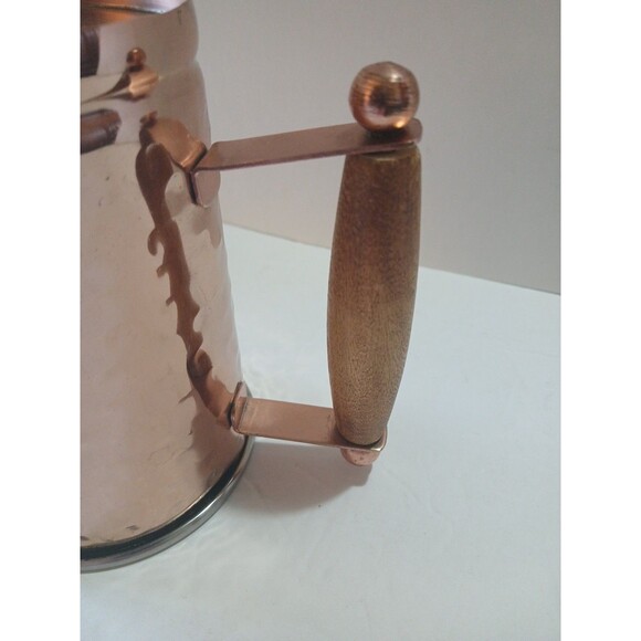 Vintage Mug-Hammered Copper- Wood Handle -5'inch-Stainless Steel Interior - Picture 12 of 16